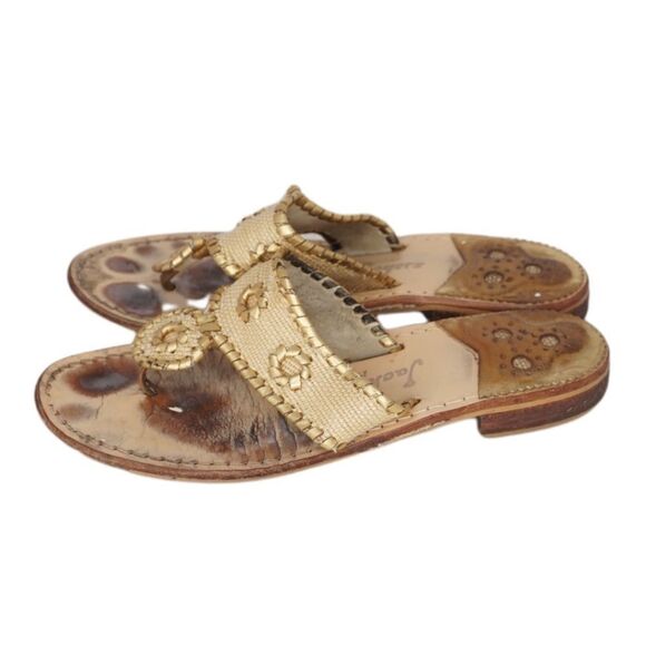 Jack Rogers Navajo Beige / Gold Thong Sandals, Size 8 - Picture 6 of 8